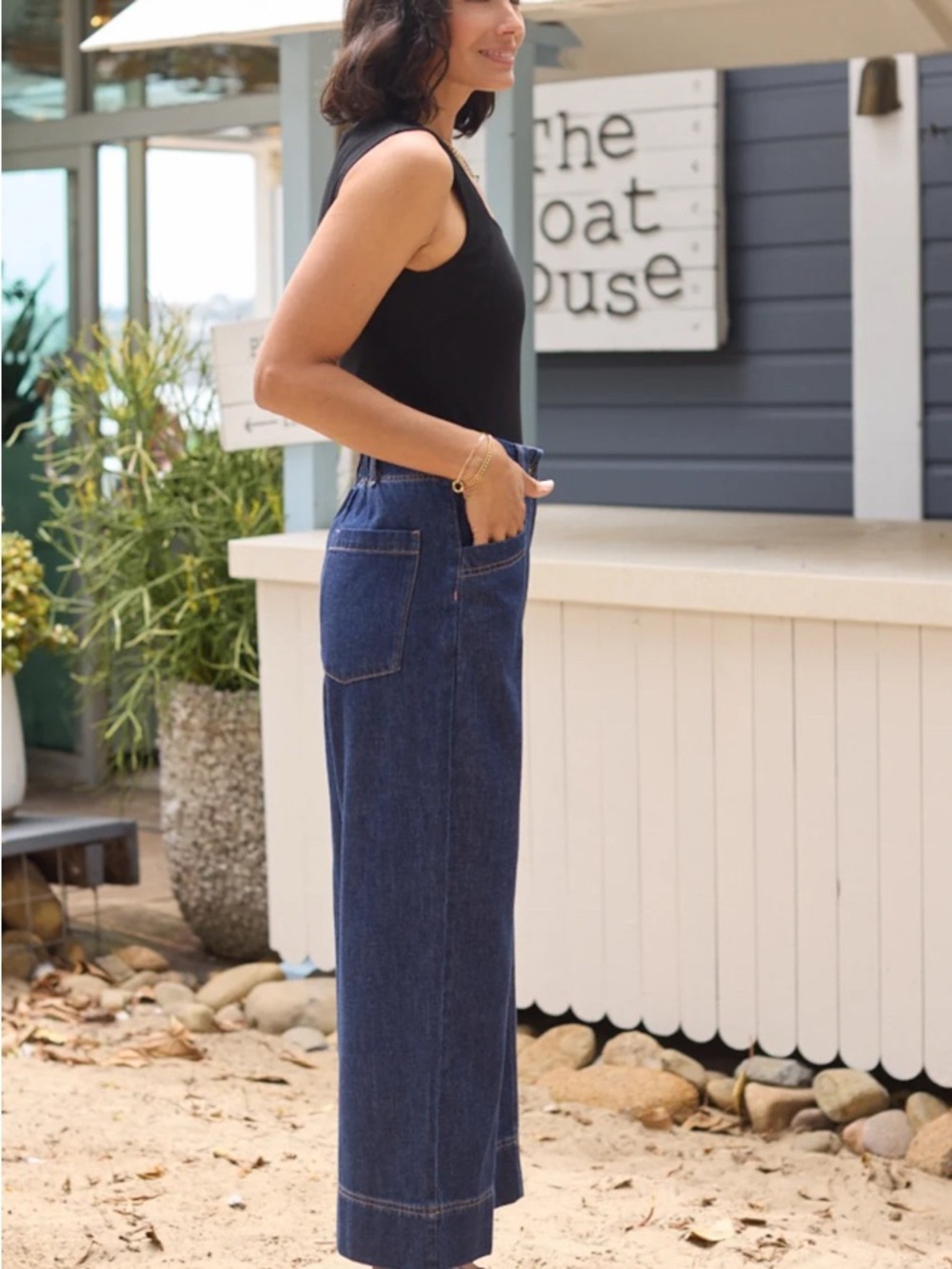 MAYE Goldie Wide Leg Crop Jeans Sz XL Indigo Blue NEW - Picture 2 of 9